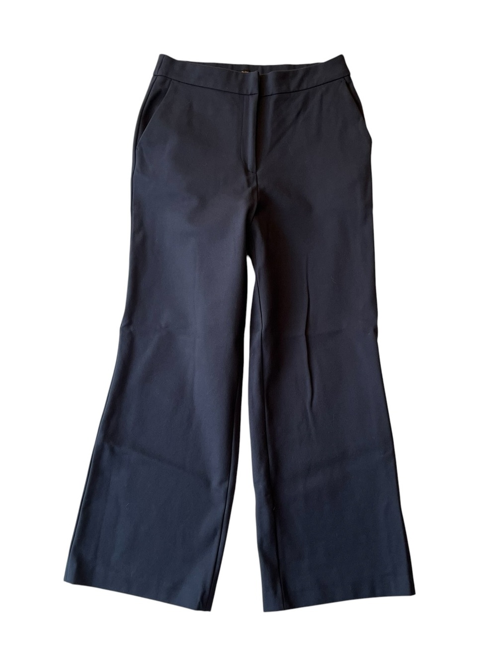 Quince pants Ultra stretch Ponte Wide leg trouser 10 Navy blue Womens High rise